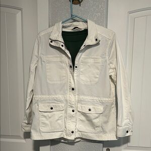 L.L. Bean White Bomber Jacket L